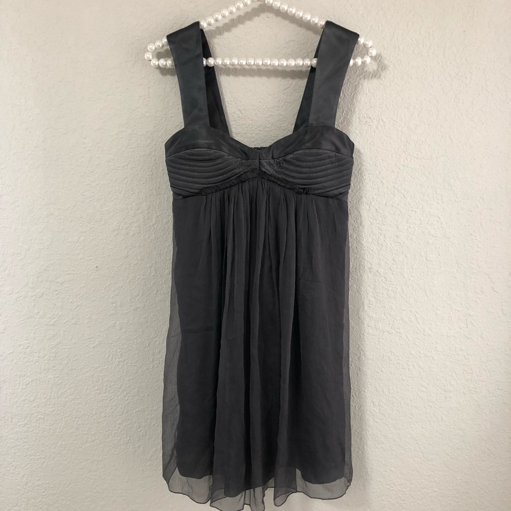 Black halo dark gray silk chiffon baby doll dress